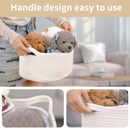 Happyiren Cute Woven Storage Basket with Handle, Baskets for Gifts Empty, Gift Baskets for Christmas Birthday Baby Shower Burr, Decorative Organizer Box for Baby Toy Pet, 13" D x 8" W x 6" H