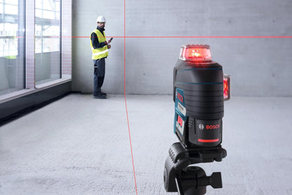 BOSCH GLL3-330C 200 Ft 12V Max Connected 360 Degree Three-Plane Leveling and Alignment-Line Laser, Includes 2.0 Ah 12V Max Lithium-Ion Battery & Charger, Heavy-Duty Pouch, & Accessories