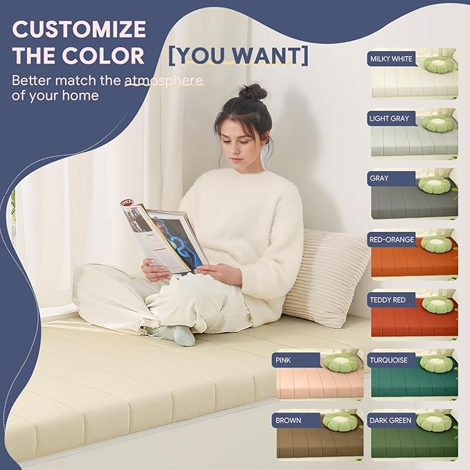 Custom Bay Window Cushion, Splash-Proof Window Seat Cushions Indoor, Customized