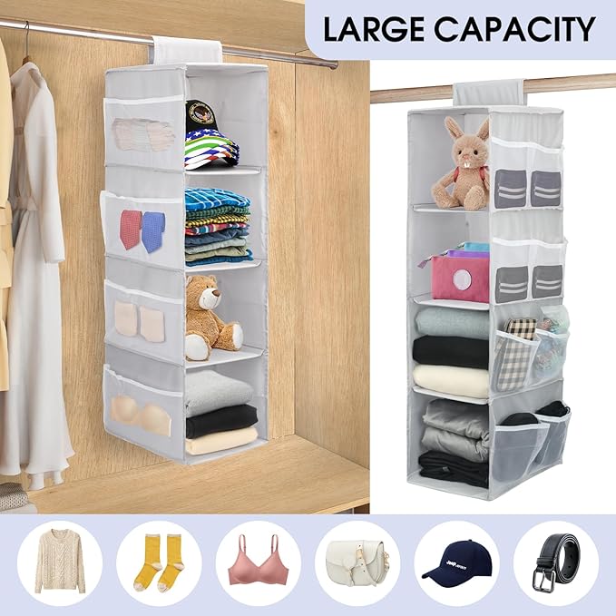 PetsHome 4-Shelf Hanging Closet Organizer, Space Saver, Closet Hanging Storage