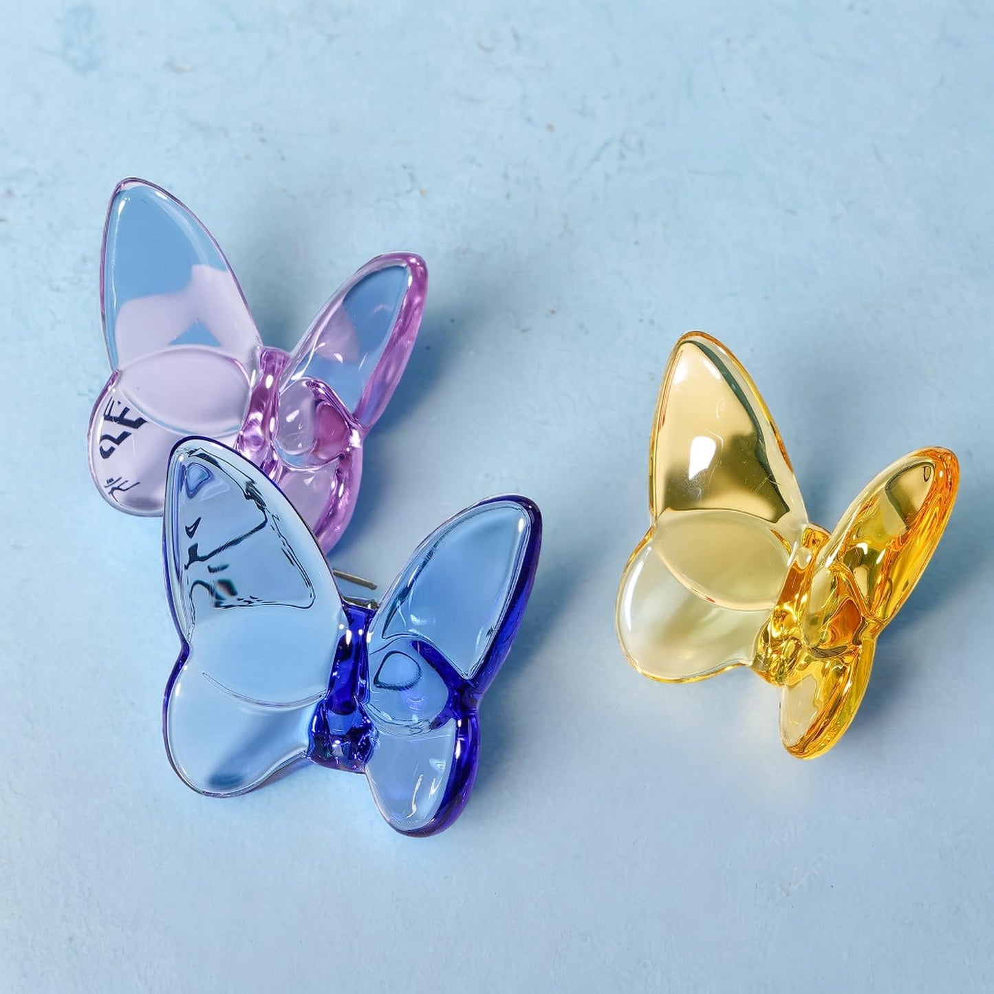 Rotroyce Yellow Crystal Butterfly Figurine Ornament, Handmade Glass Animal Collectible for Home/Wedding/Christmas Decor, Unique Gift for Collectors & Butterfly Enthusiasts