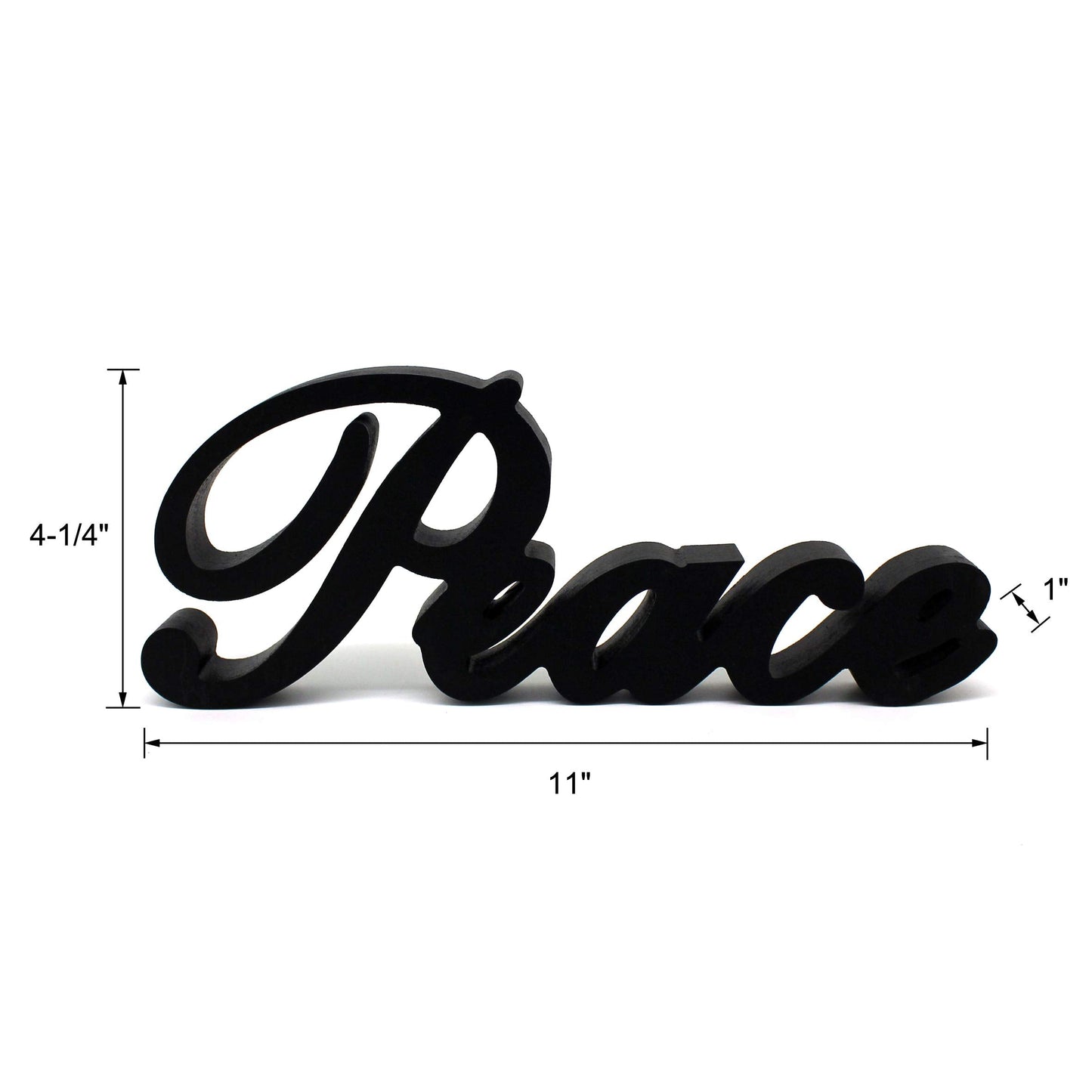 CVHOMEDECO. Matt Black Wooden Words Sign Free Standing Peace Desk/Table/Shelf/Home Wall/Office Decoration Art, 11 x 4-1/4 x 1 Inch