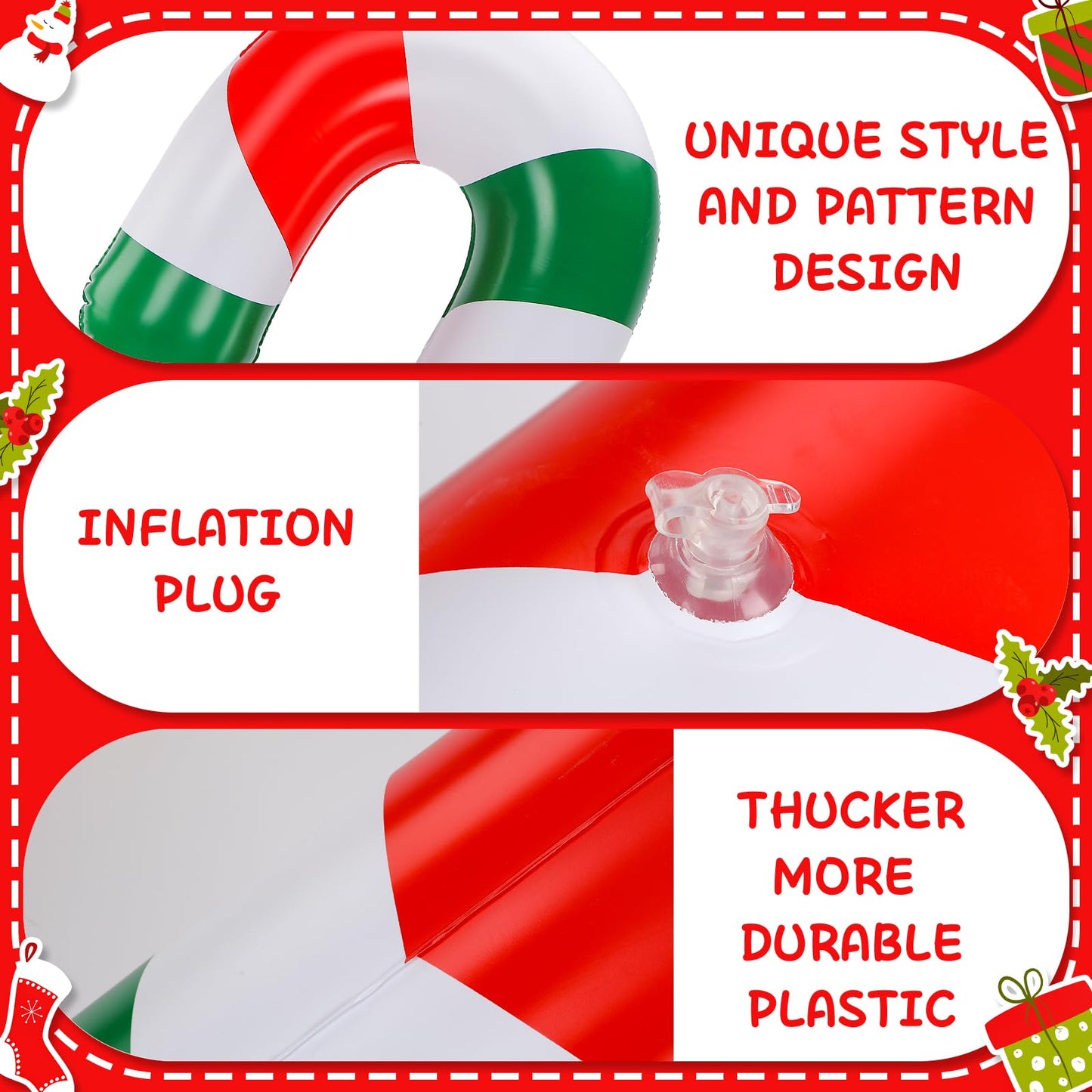 Rotatingpals 6 Pcs 6.17 ft Christmas Pool Floats Inflatable Candy Canes Jumbo Christmas in July Decorations Large Inflatable Pool Noodle Blow up Candy Cane Balloons for Xmas Ornaments Yard Garden Lawn