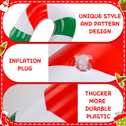 Rotatingpals 6 Pcs 6.17 ft Christmas Pool Floats Inflatable Candy Canes Jumbo Christmas in July Decorations Large Inflatable Pool Noodle Blow up Candy Cane Balloons for Xmas Ornaments Yard Garden Lawn