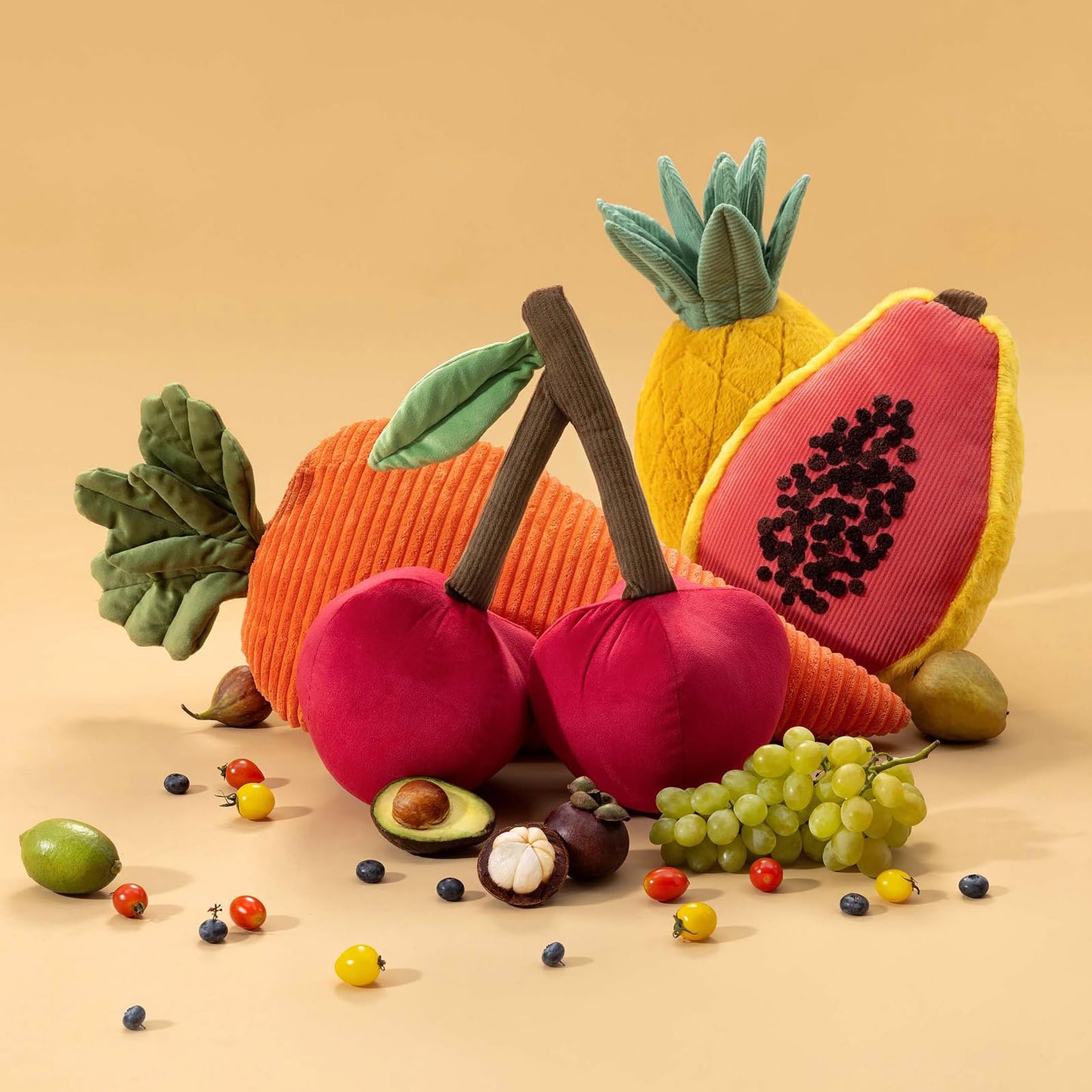 Phantoscope Papaya Shaped Throw Pillow, Fruit Themed Cushion for Couch, Bed and Chair, Pink, 10 x 15 inches