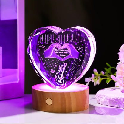 Arikyrist 3D Crystal Heart Engraved Love Finger Night Light Gifts for Music Lover Special Merch Concert Stuff Keepsakes for Women Fans Collectible Home Decor