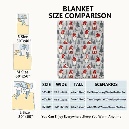 VODRM Gnome Blanket Christmas Nordic Holiday Decor Cute Xmas Throw Gifts for Kids Adults Lightweight Fleece Red Hat Cabin Snowy Tree Reindeer Blankets for Festive Winter Decoration 60x80in