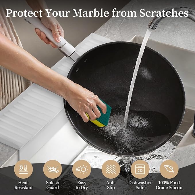 Sink Edge Protector with Suction Cup, Silicone Sink Splash Guard