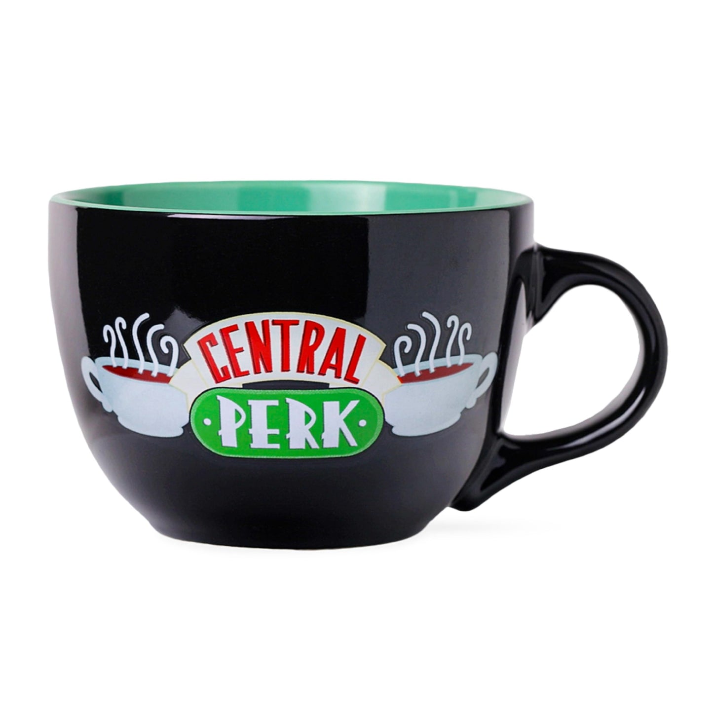 Silver Buffalo FRIENDS Central Perk Black Ceramic Mug Oversized for Coffee, Soup, 24 Ounces