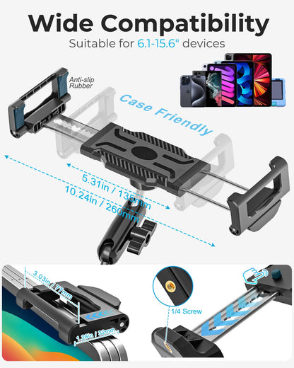 INSSKY Magnetic Holder for All 6.1-15.6'' Tablets, Fit for Fridge, Gym, Metal Surfaces, [Adjustable Arm] Magnet Tablet Mount Compatible with iPad Pro/Air/Mini, iPhone, Galaxy, and Thickness Tablet