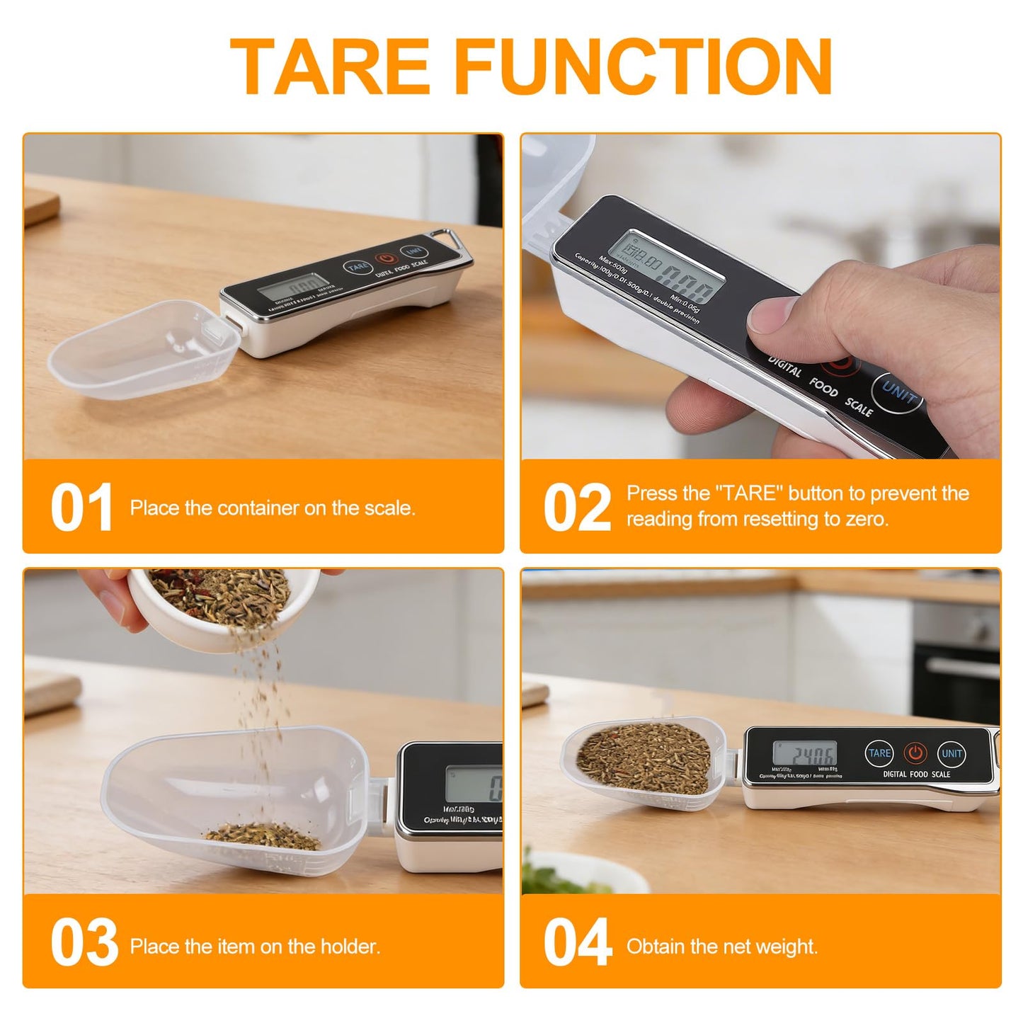 Dioche Digital Measuring Spoon Scale, High Precision 0.05g to 500g Capacity, with 30ml & 80ml Detachable Spoons, Tare Function & Unit Conversion for Baking, Cooking, Pet Food, Kitchen - Black