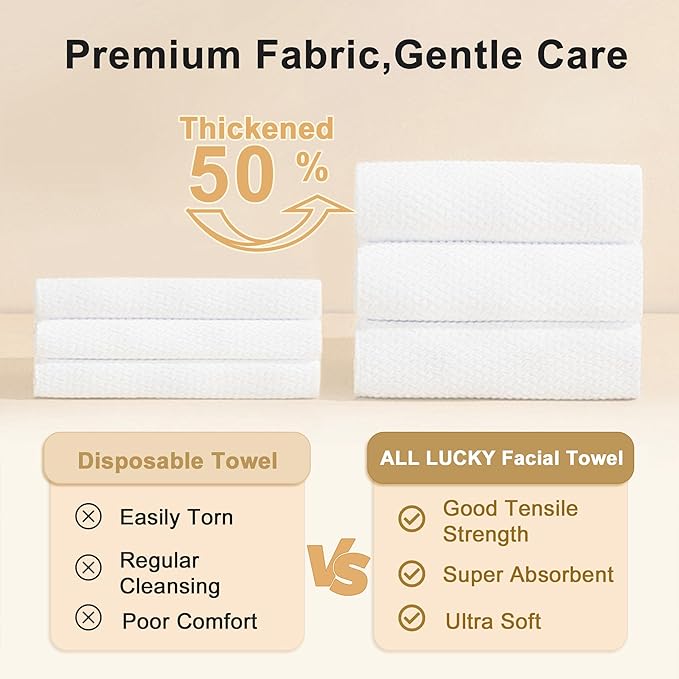 Face Towels, XL Facial Dry Towels 10x12 Inch, Biodegradable Disposable Face