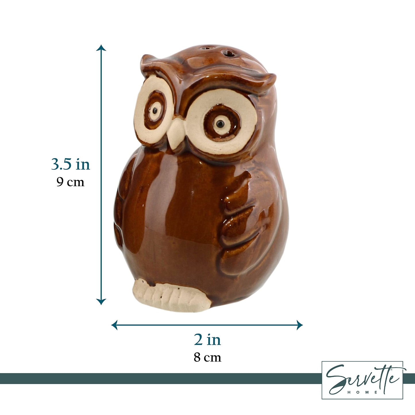 Ceramic Owl Salt and Pepper Shaker Collectors Kitchen Décor - Brown