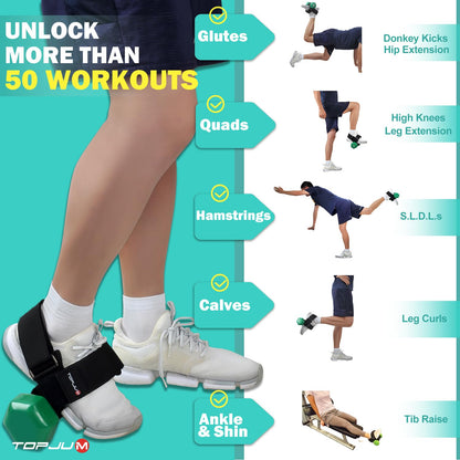 TOPJUM Dumbbell Foot Attachment, Tibialis Trainer, Adjustable Ankle Weights for Monkey Feet, Tib Bar, Ankle Straps for Weight Lifting, Leg Workouts at Home for Hip Flexors, Shin Splint, Hamstring
