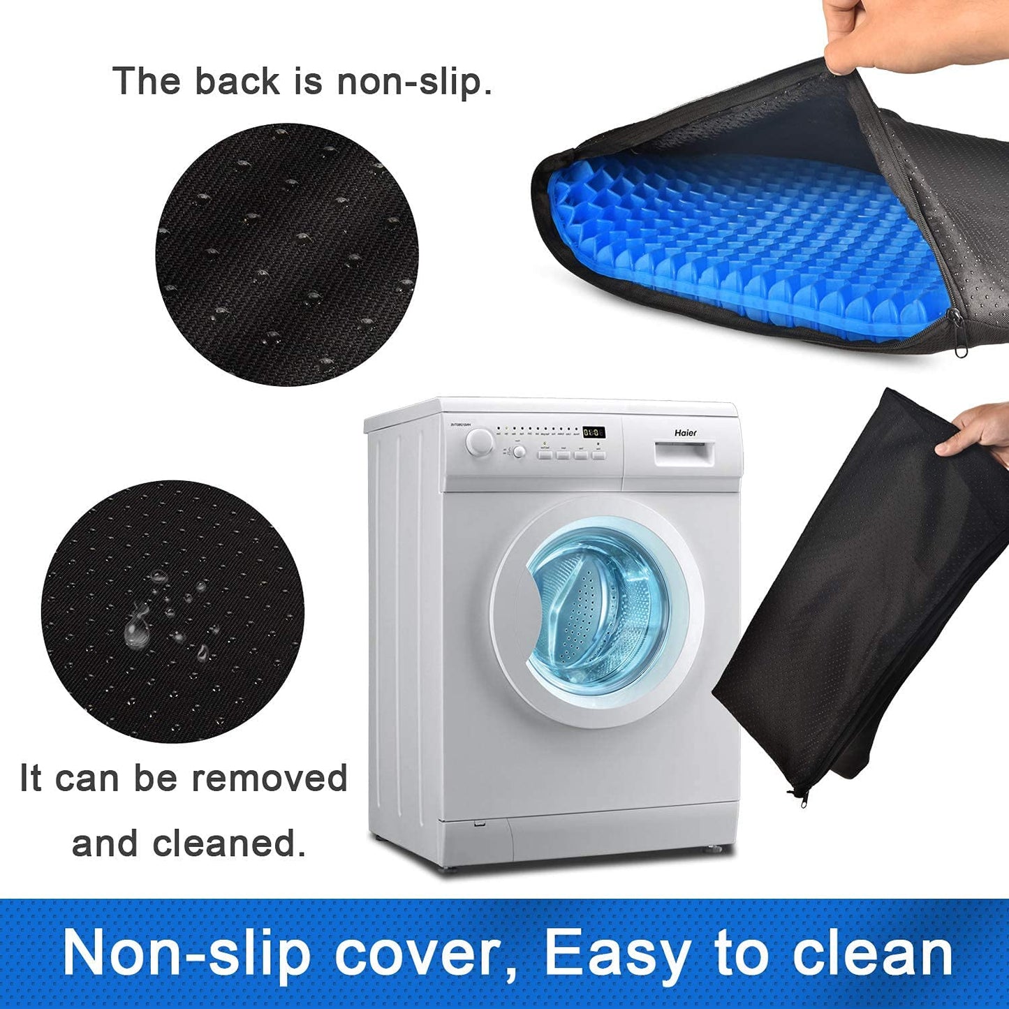 2022 NewLarge Gel Seat Cushion, Honeycomb Design Double Thick Gel Cushion with Relieving Back coccyx Pain Pressure, for Car Office Home Wheelchair&Chair