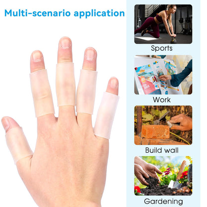salbsever 20 Pcs Finger Sleeves Protectors Silicone Finger Sleeve Gel Finger Sleeve Protectors Finger Covers Cushions and Protects Rubber Finger Shields Provide Relief forCracked Finger