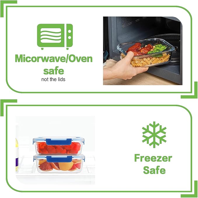 10 Pack Borosilicate Glass Meal Prep Containers