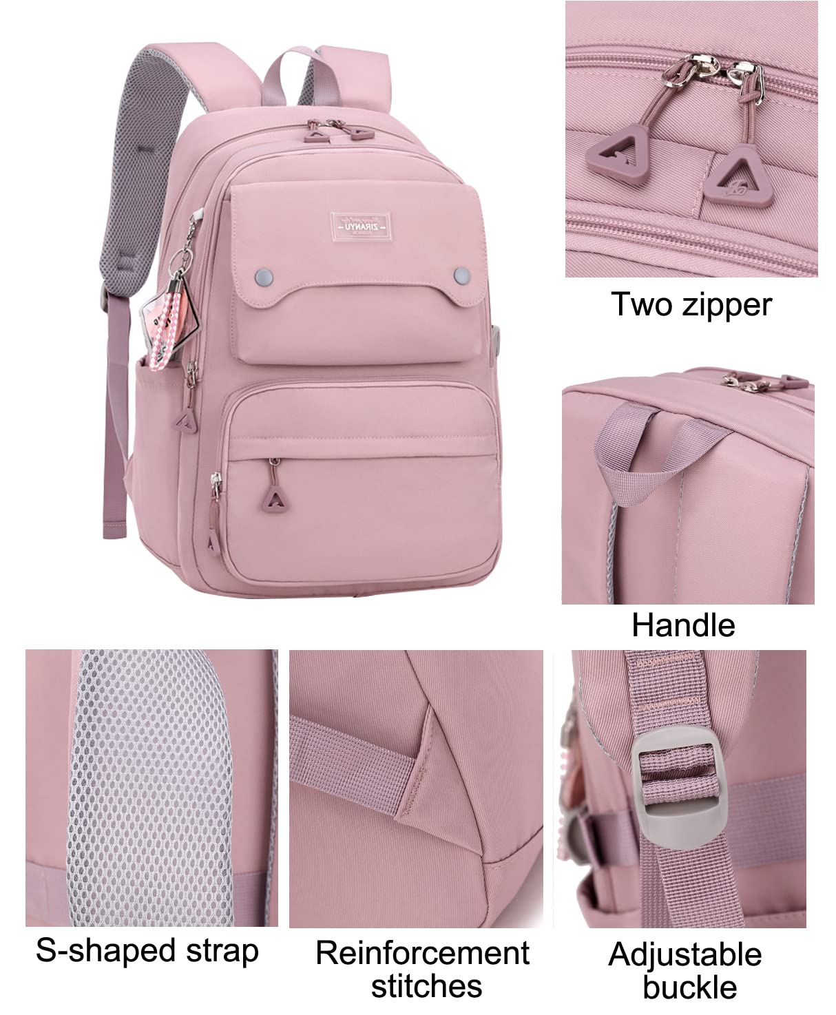 SellerFun Teen Girls Casual Backpack High Middle School Daypack Women Daily Travel Laptop Bag(A Black,29 Liters)