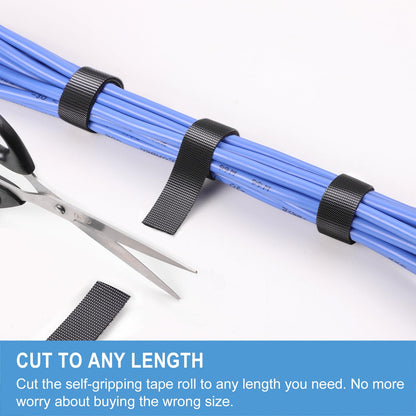 1in x 24ft | Hook and Loop Straps Heavy Duty | Double Sided Self-Gripping Strips | Reusable Multi-Purpose Wrap Roll for Home, Office, Data Center, and More