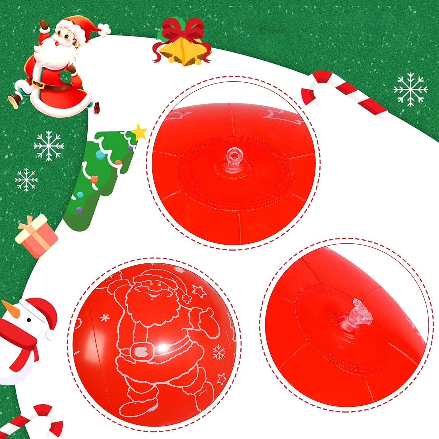 TaoQ C 4 PCS 32 Inch, 24 Inch Christmas Inflatable Balloons PVC Large Christmas Inflatable Outdoor Balls for Xmas Garden Lawn Yard Holiday Front Door Decoration