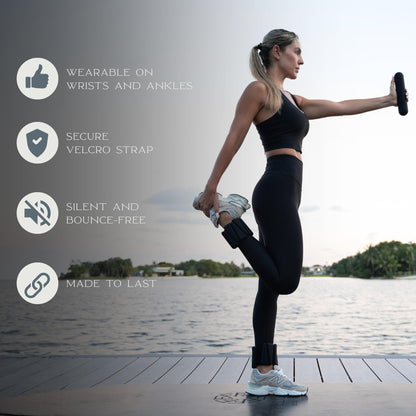 FFLLOOWW Adjustable Ankle & Wrist Weights Set, 2 lbs Each (4 lbs Total), Soft Comfortable Weights for Walking, Pilates, Barre & Home Workouts with Secure Fit for Women & Men