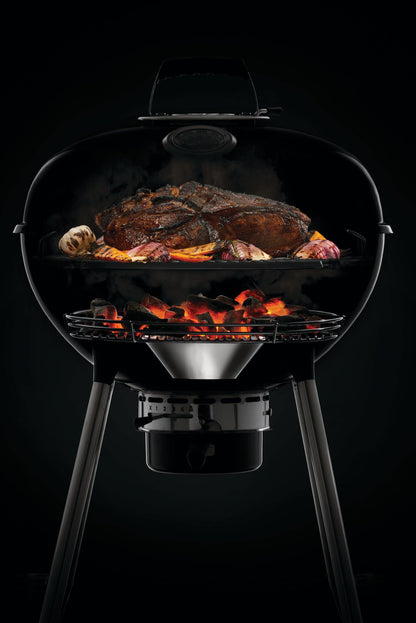 Napoleon NK22 Premium Charcoal Kettle Grill, Black, Porcelain-Enameled Lid and Bowl, Chrome-Plated Cooking Grid