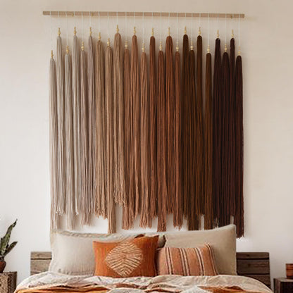 IOWER Macrame Wall Hanging Yarn Fiber Wall Art Beaded Tassel Home Decor for Bedroom Living Room 39" W x 45" L