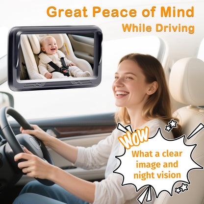 Rohent Baby Car Camera HD 1080P for Backseat: USB Plug and Play Easy to Install - Carseat Camera Rear Facing Infant Crystal Night Vision - Wide View Angle Car Baby Monitor for Newborn