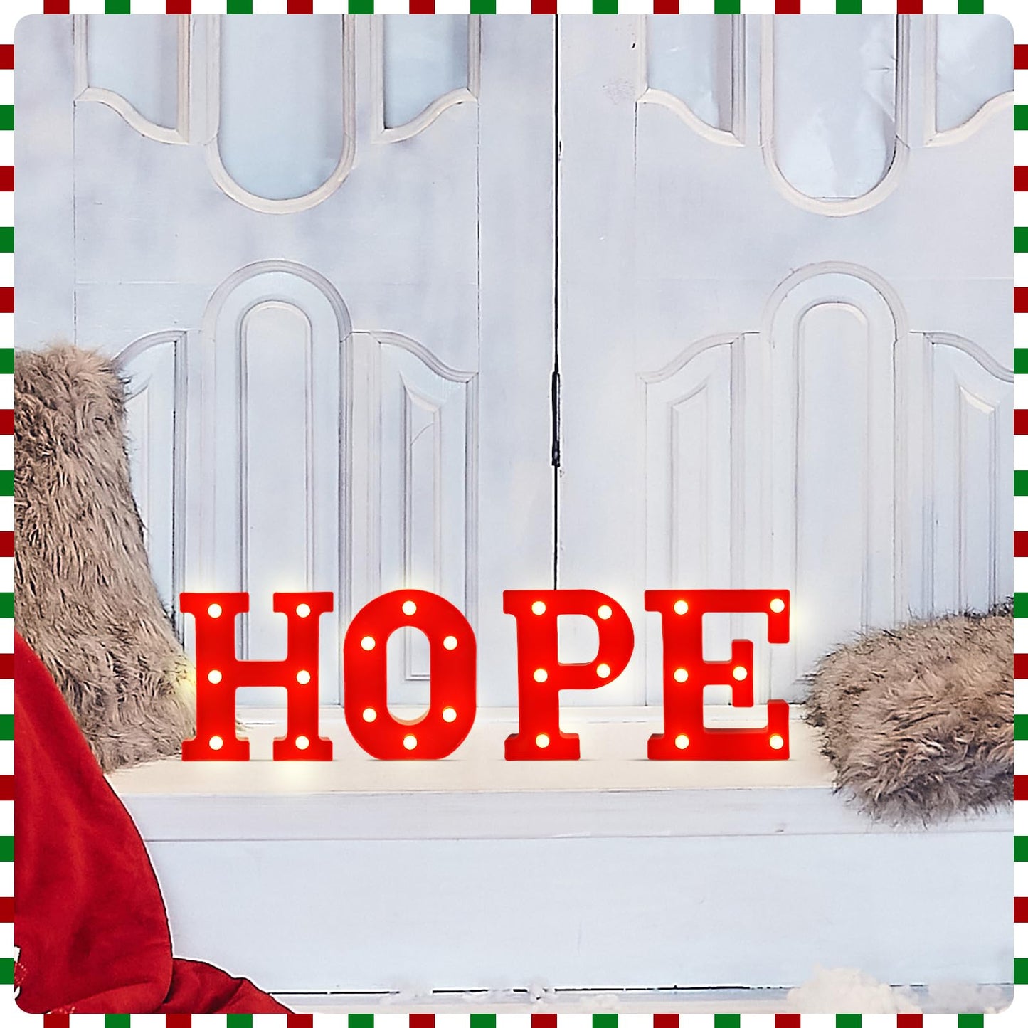 VIHOSE Christmas LED Letter Lights Sign Table Indoor Decoration Christmas Light up Letters Battery Powered Letter for Home Bar Party Bedroom Tabletop Indoor Decoration Gift (Hope)