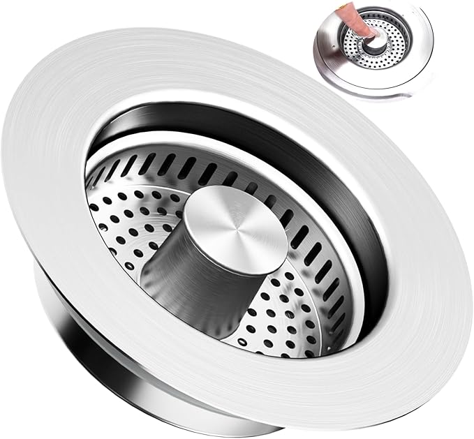 3-in-1 Kitchen Sink Drain Strainer & Stopper