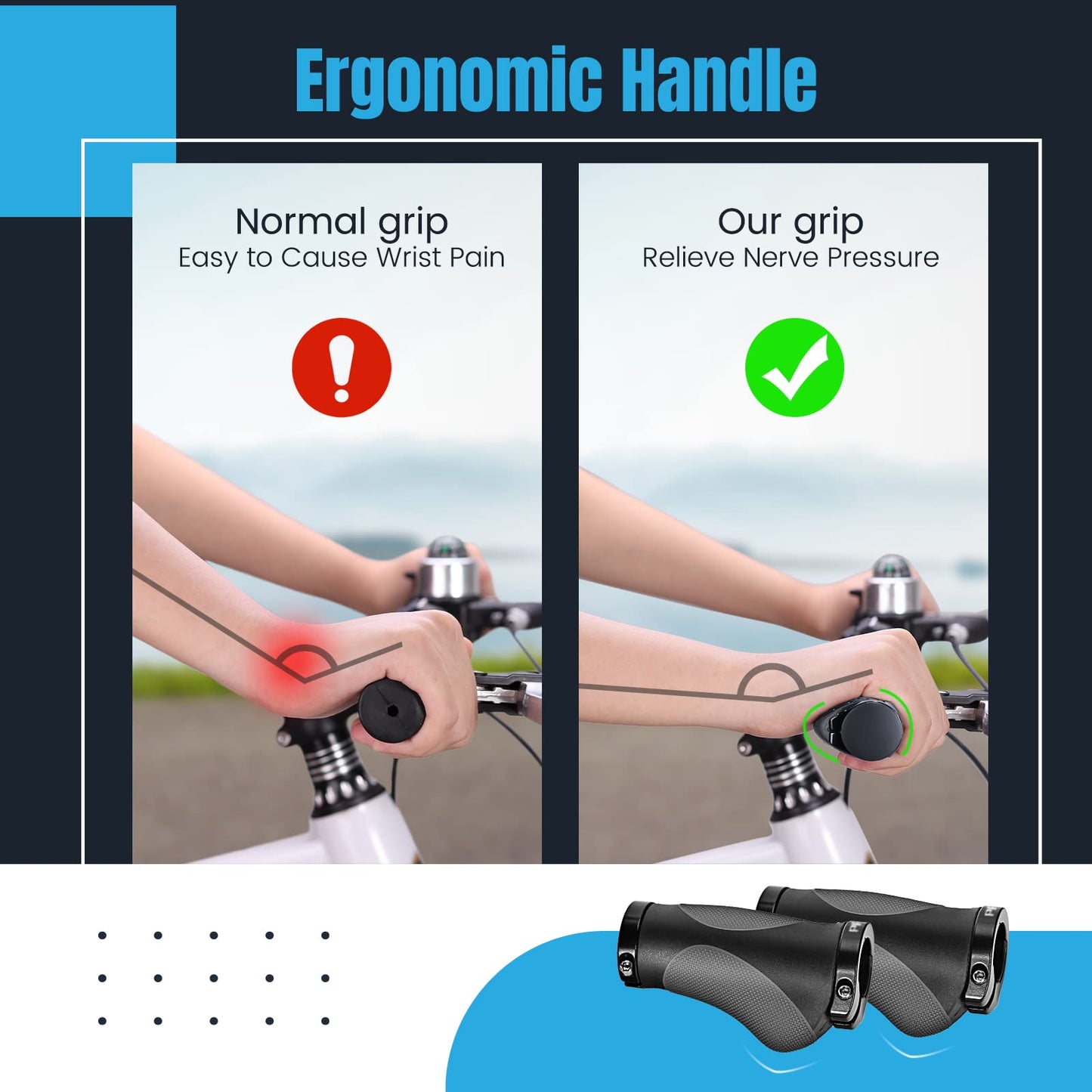Bike Grips Rubber Ergonomic Antislip Handlebar Grips for MTB Bicycle Mountain