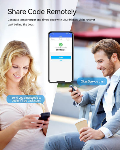 TMEZON Smart Door Lock Fingerprint, Keyless Entry Door Lock with Handle, APP/IC Cards/Codes/Keys/Fingerprints Biometric Electronic Keyless Entry Lock for Bedroom Home Hotel Office