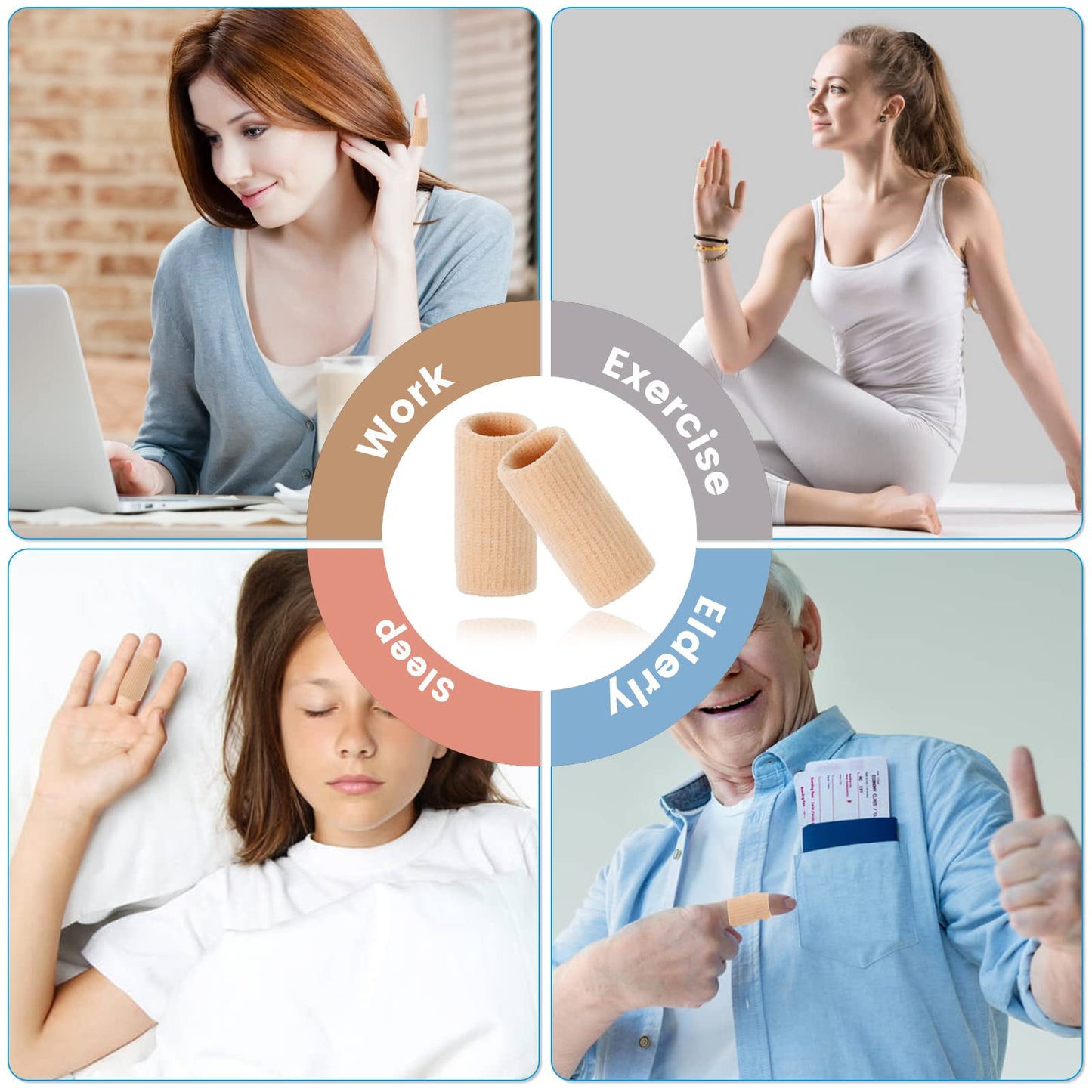 EDNYZAKRN Finger Compression Sleeves Support, Finger Protectors Cots for Arthritis Swelling Basketball Sport, Breathable Elastic (10, Beige, One Size)