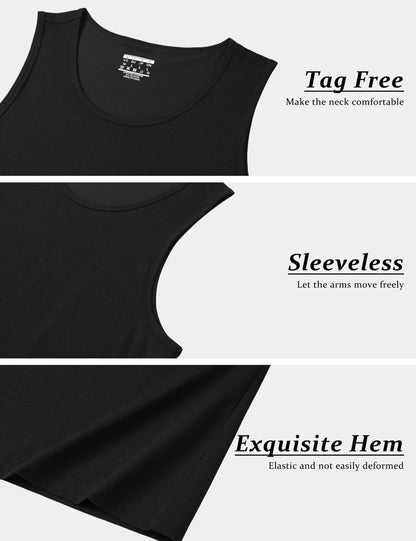 MAGCOMSEN Mens Black Tank Tops UPF 50+ Sun Protection Moisture Wicking Muscle Sleeveless Shirts Lightweight Breathable Cut Off Shirts L