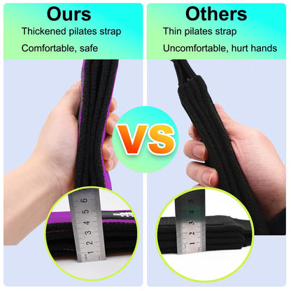 Lights Mountain Durable Pilates Double Loop D-Ring Straps - Padded Handles for Reformer, Yoga & Home Gym Workouts (Purple L)