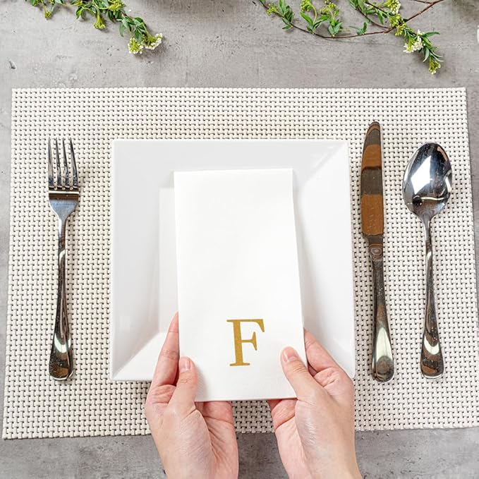 Luxenap 15.8 X 7.9 Inch Linen-Feel Guest Towels, 50 Lettered Hand Towels