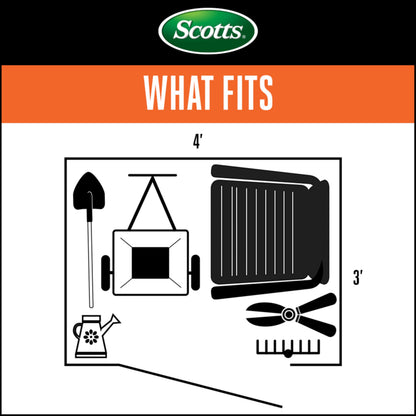 Scotts 4' x 3' x 6' Garden Storage Cabinet, Compact Outdoor Lockable Metal Shed Kit for Backyard, Patio, and Lawn