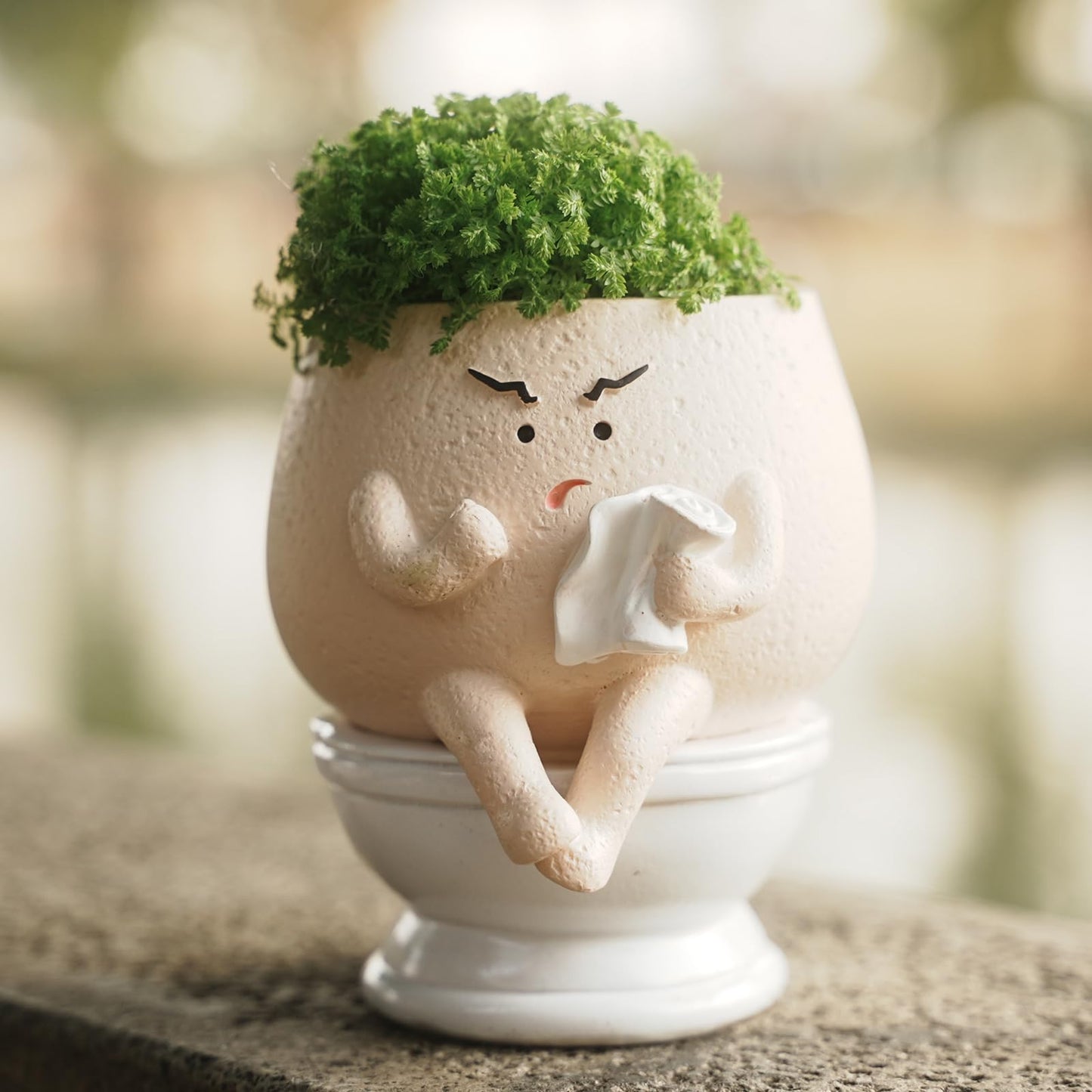 Ahilzam Face Planter Pots Funny Toilet Planters for Indoor Plants, Self Watering with Drainage Hole Cute Flower Pots, Outdoor Face Head Succulent Pot, for Plant Lovers