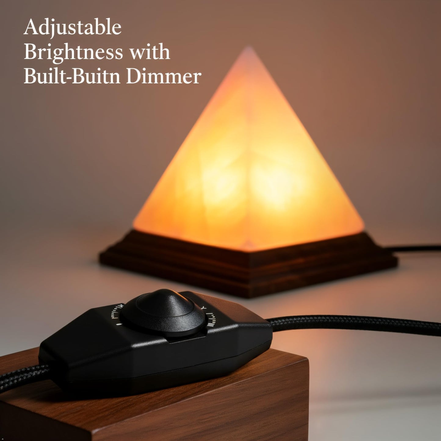 ZKTRADING Himalayan Pink Salt Pyramid Lamp 7 Inch Tall with Dimmer Switch, Handcrafted Natural Crystal Salt Lamp, Warm Yellow Glow Night Light for Bedroom, Office & Home Decor Gift