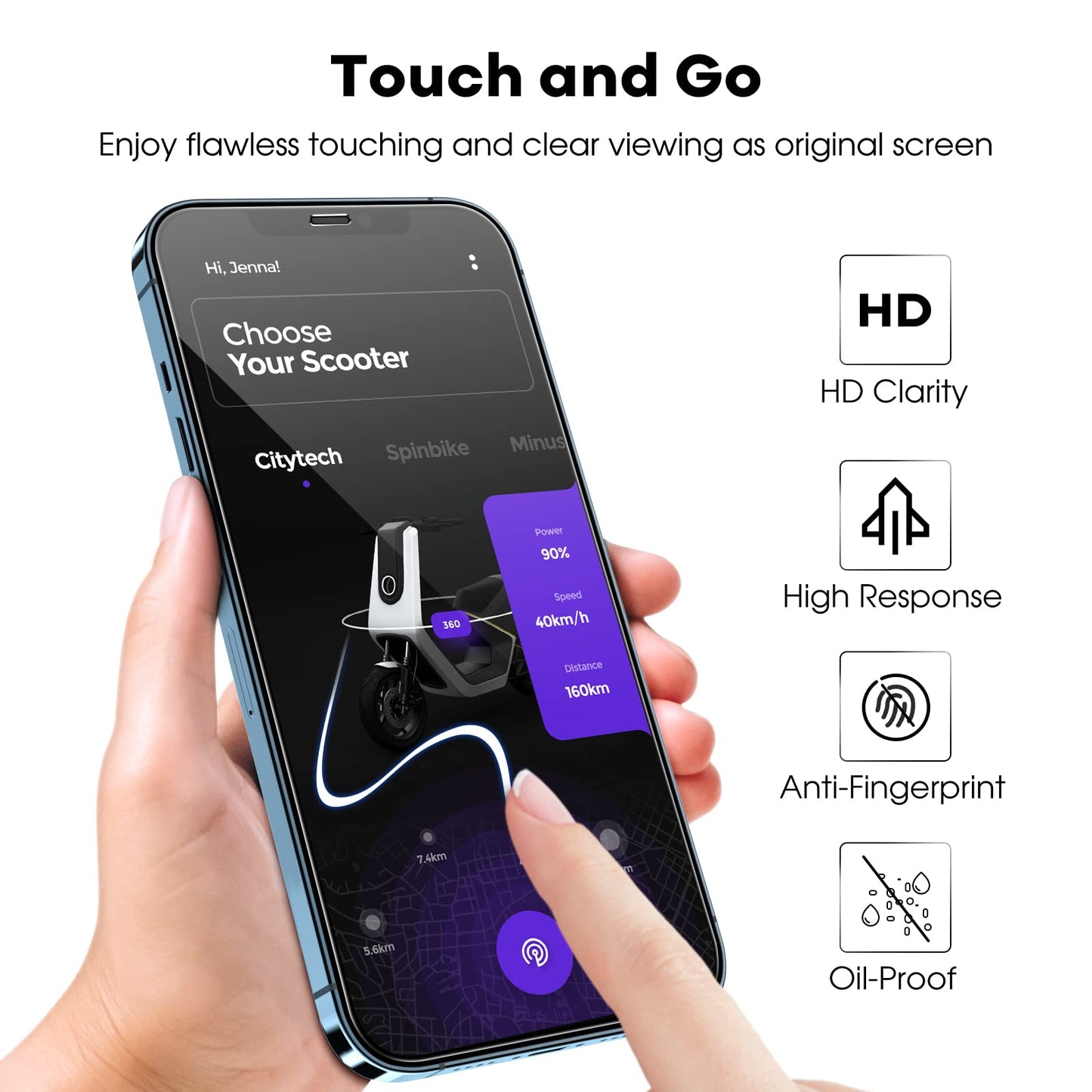 JETech Full Coverage Screen Protector for iPhone 16e 2025, iPhone 13/13 Pro 6.1-Inch, Tempered Glass Film with Easy Installation Tool, Case-Friendly, HD Clear, 3-Pack