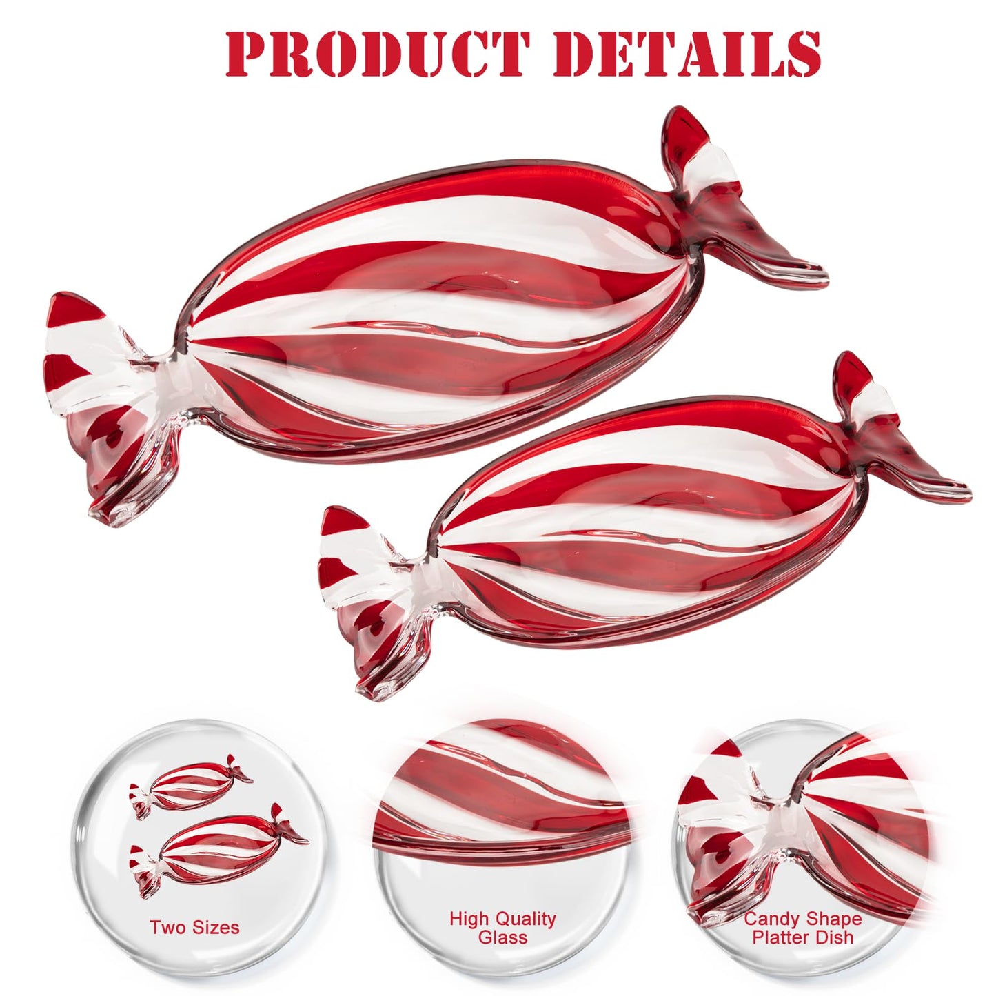 SHOWLOUE Glass Candy Platter, Christmas Platter Dish Serving Dessert Plates Christmas Dinnerware Tray Decorative Plates for Xmas Holiday Party Favor, Large