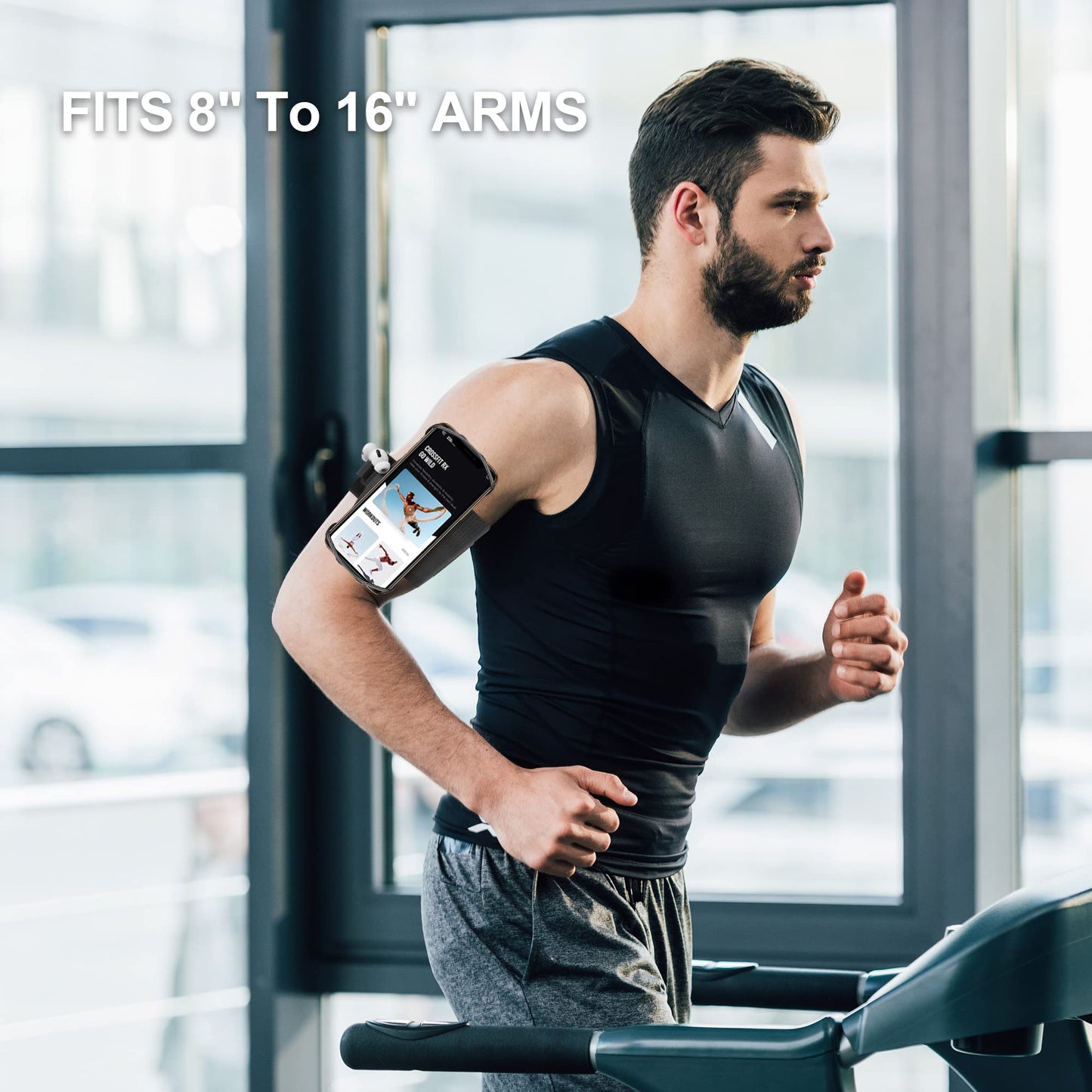 Newppon Cell Phone Running Armband - Detachable & 360° Rotatable Universal Cellphone Arm Band for iPhone 17 16 15 14 13 Pro Max Plus Samsung Galaxy Note S24 S23 for Workout Exercising Walking Jogging