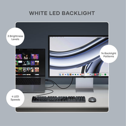 Satechi SM3 Mechanical Keyboard for Mac and Windows, 108 Keys Full Size with White LED Backlit, Wired and Bluetooth for Mac and Windows - Dark Gray/Gray