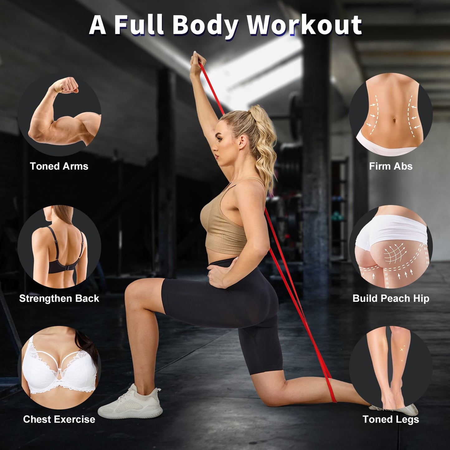 Pull Up Assistance Bands Set 5 LBS - 230 LBS, Long Resistance Bands for Pull Ups Working Out, Gym Workout Bands for Men Exercise Muscle Training and Shape Body - Carry Bag Included