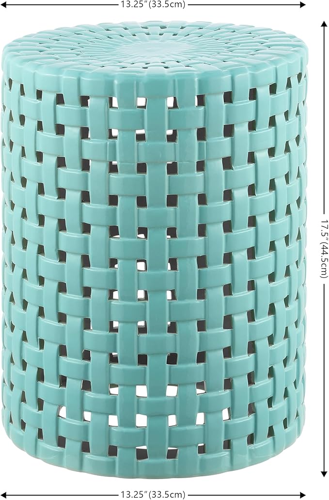 SAFAVIEH Home Collection Sayre Robins Egg Blue Ceramic 18-inch Decorative Accent Garden Stool for Living Room, Bathroom, Patio, Side Table, Plant Stand (Fully Assembled)