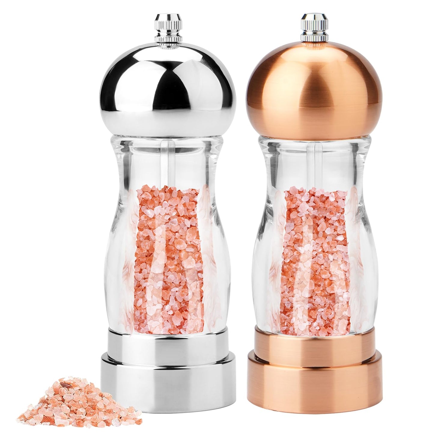 Pepper Grinder,Salt Grinder,Stainless Steel Salt and Pepper Grinder Set,Manual Salt & Pepper Grinders,Refillable Pepper Grinder Mill with Adjustable Coarseness, Ideal for Kitchen（5 Inches-2PCS）