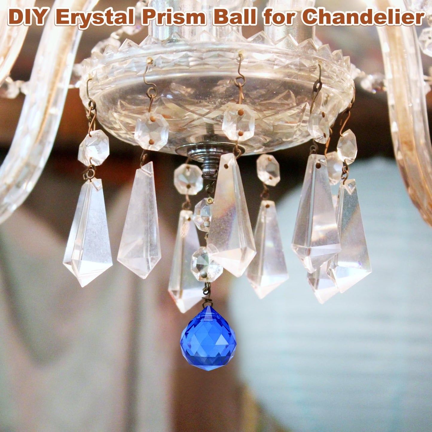 M METERXITY 10-Pack Crystal Ball Prisms, 24mm/0.94 Inch Chandelier Pendant Maker Hanging Crystals Chandelier Prisms for Home/Windows/Garden/DIY Decoration[Dark Blue]