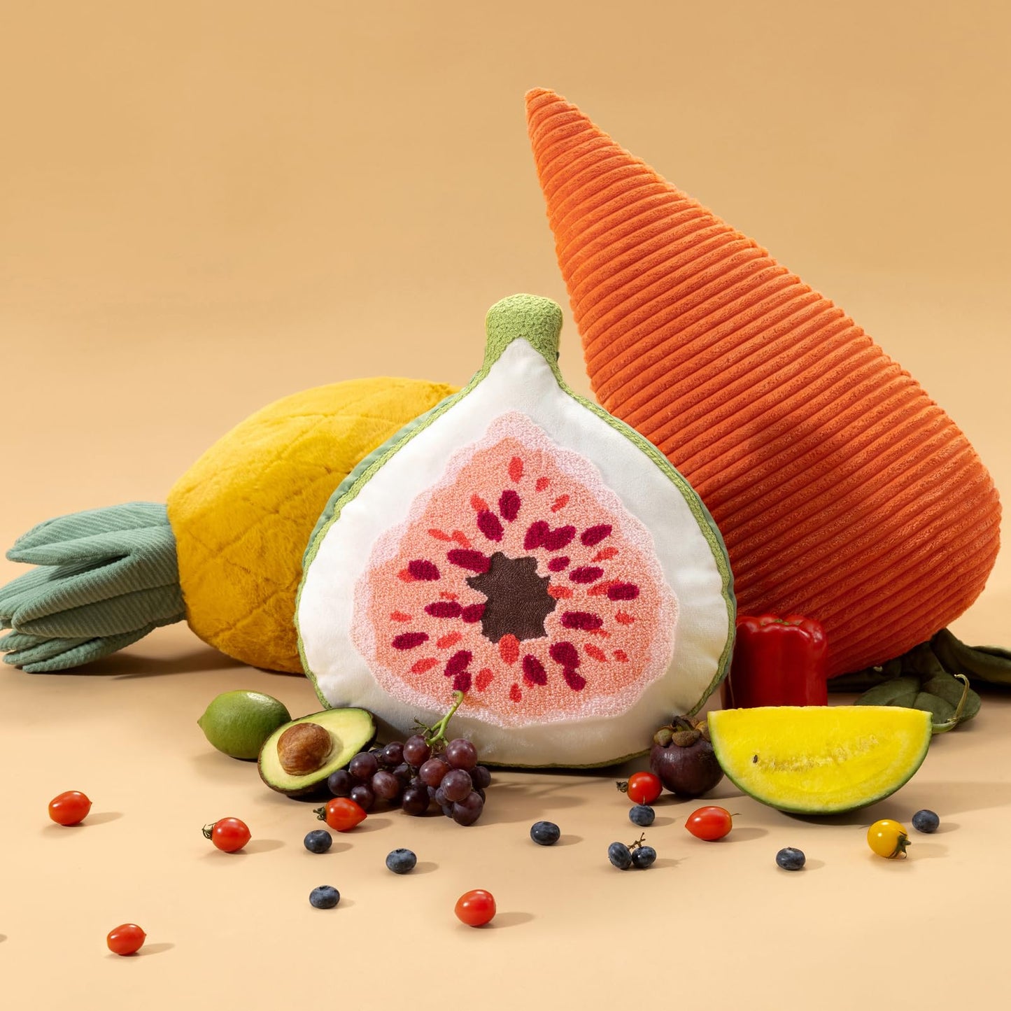 Phantoscope Papaya Shaped Throw Pillow, Fruit Themed Cushion for Couch, Bed and Chair, Pink, 10 x 15 inches