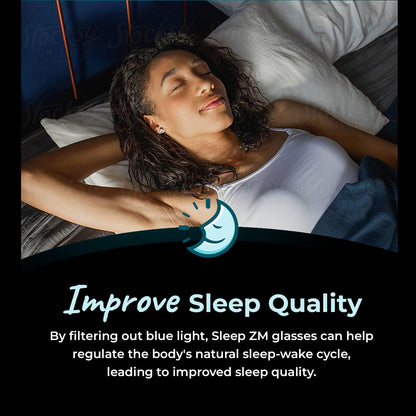 Sleep ZM Blue Light Blocking Glasses for Women + Men - Better Sleep + Anti Eye Strain Protection - Computer Screens & Gaming - Crystal Wayfarer - 99% Night-time Amber Lens