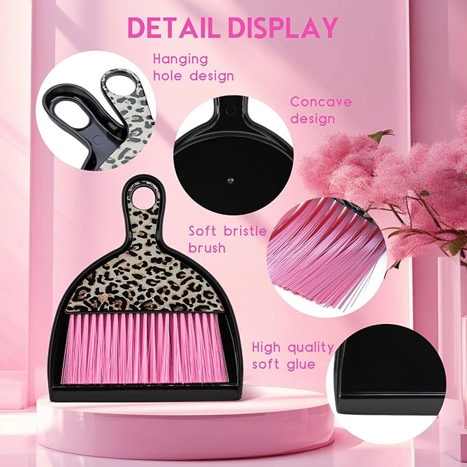 THINKLEARN 2PCS Mini Dustpan and Brush Set, Small Broom and Dustpan Set